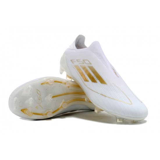 Kopačky Adidas F50 Elite Laceless FG Low cut Bílý Zlato 