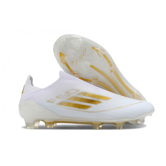 Kopačky Adidas F50 Elite Laceless FG Low cut Bílý Zlato 