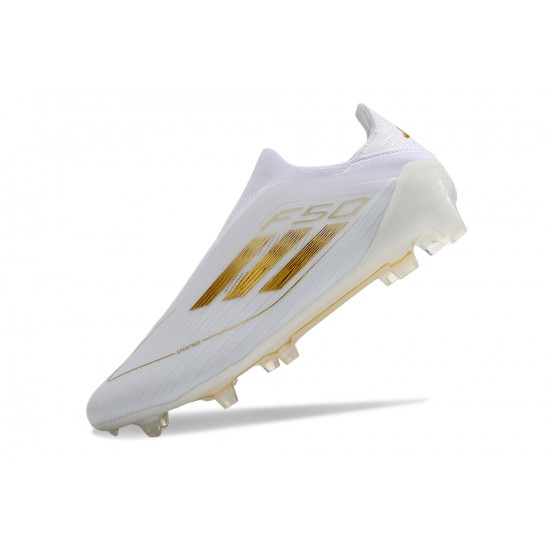 Kopačky Adidas F50 Elite Laceless FG Low cut Bílý Zlato 