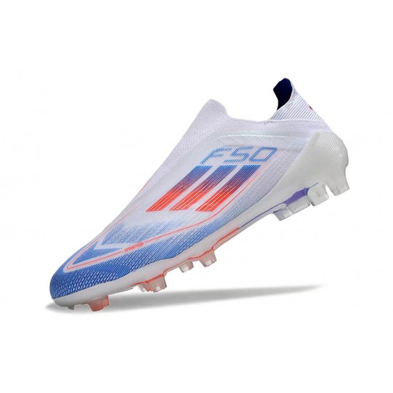 Kopačky Adidas F50 Elite Laceless FG Shoelace Bílý Modrý 