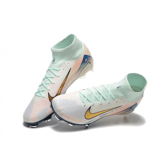 Kopačky Nike Mercurial Superfly 10 Elite FG Bílý a Zlato Pánské 