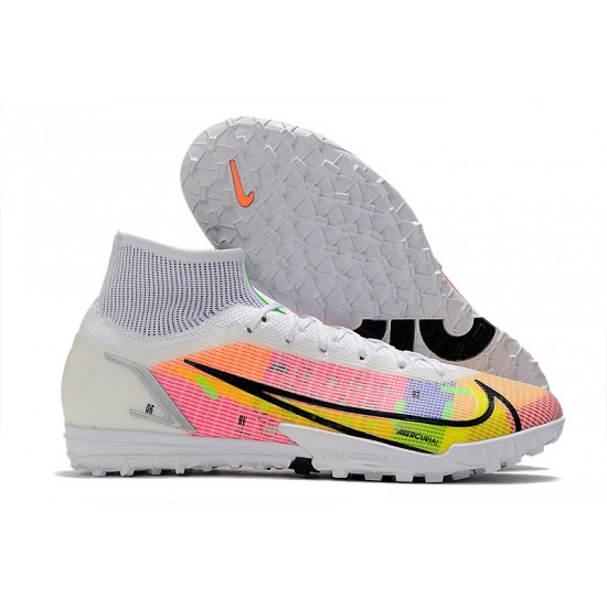 Kopacky Nike Mercurial Superfly 9 Elite TF High Bílý Růžový Žlutý Pánské 