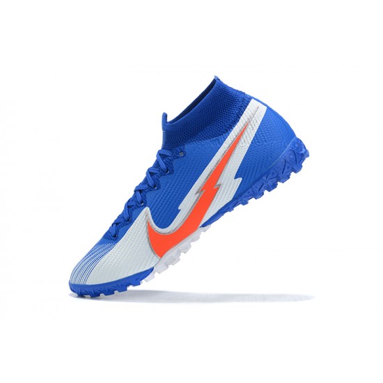 Kopacky Nike Mercurial Superfly 7 Elite TF Modrý Oranžovýý Bílý High Pánské 