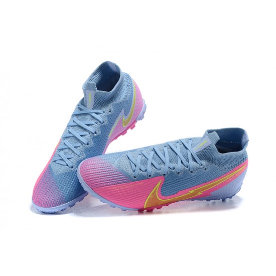 Kopacky Nike Mercurial Superfly VII 7 Elite TF Modrý Žlutý Růžový High Pánské 