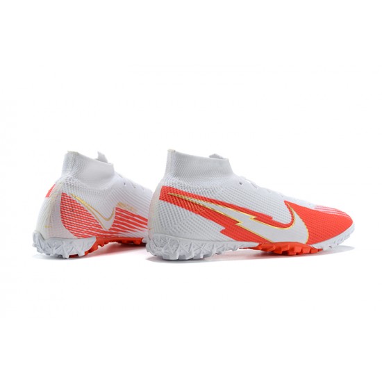 Kopacky Nike Mercurial Superfly VII 7 Elite TF Červené Bílý Oranžovýý High Pánské 