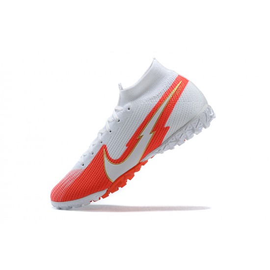 Kopacky Nike Mercurial Superfly VII 7 Elite TF Červené Bílý Oranžovýý High Pánské 