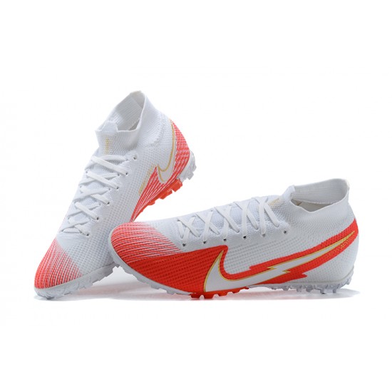 Kopacky Nike Mercurial Superfly VII 7 Elite TF Červené Bílý Oranžovýý High Pánské 