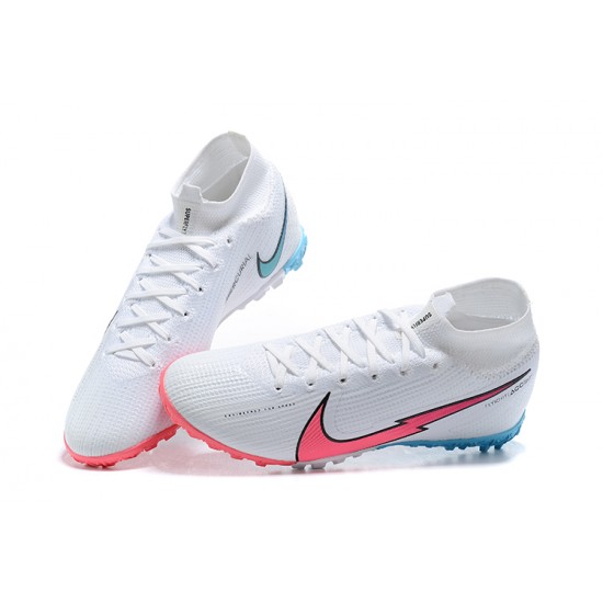 Kopacky Nike Mercurial Superfly VII 7 Elite TF Bílý LightRůžový Modrý High Pánské 