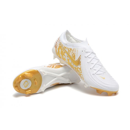 Kopacky Nike Phantom Luna Elite FG Low Zlato Bílý Pánské 