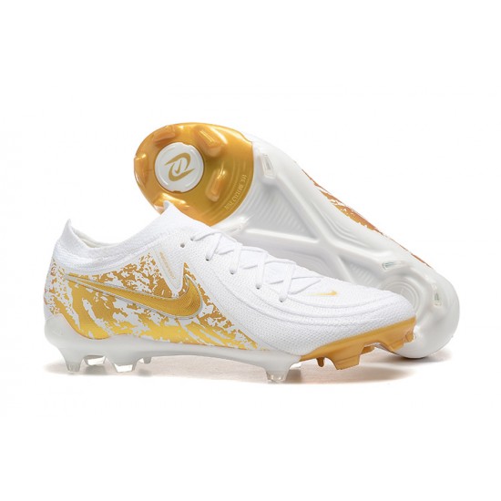 Kopacky Nike Phantom Luna Elite FG Low Zlato Bílý Pánské 